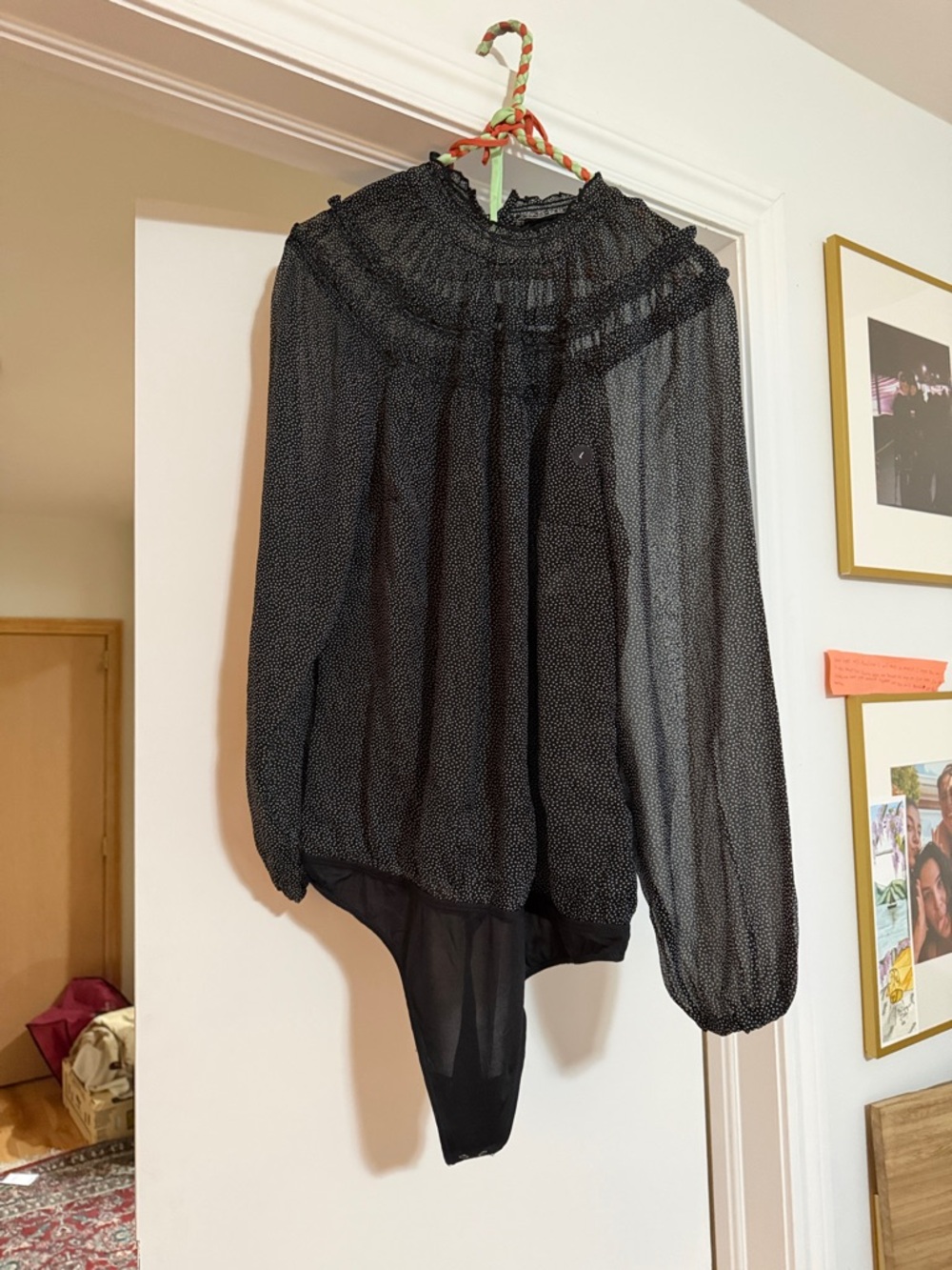 Abercrombie & Fitch Black Sheer Long-Sleeve Bodysuit